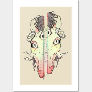 Split Face Horse, Weird Art Posters and Art
